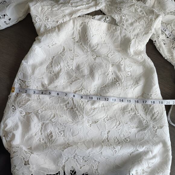 Jenny Yoo Chaya Levine Embroidered Cutout Fabric White Mini Dress Size 10 - Picture 7 of 16